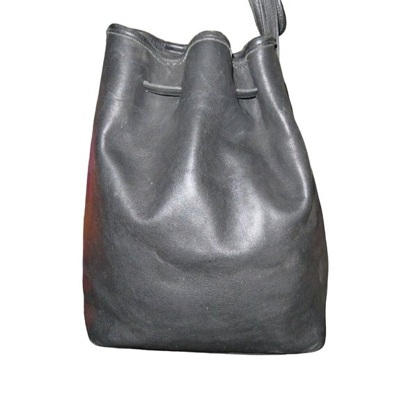 Coach Handbags - COACH Legacy Black Leather Drawstring Bucket Bag 90s Y2K